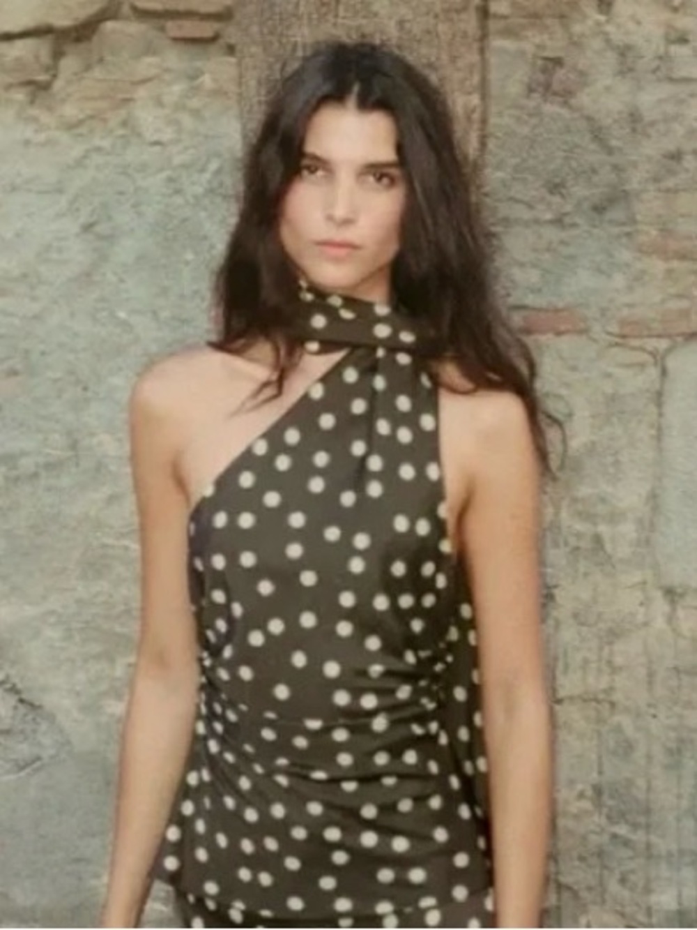 Zara Black Polka Dot Halter Neck Blouse